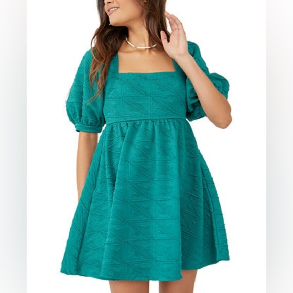 Free People Violet Mini Dress in Teal Green - Picture 1 of 12